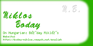 miklos boday business card